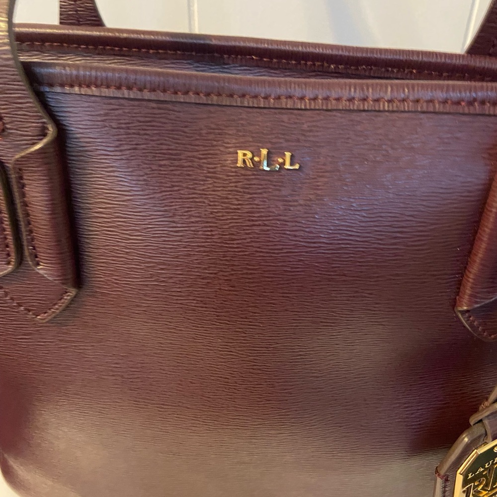 Ralph Lauren Leather Plum Tote Bag - Picture 2 of 15